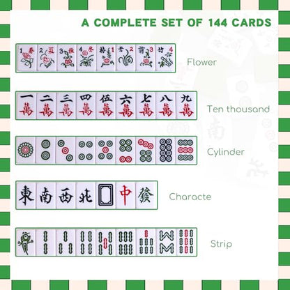 Mini Chinese Mahjong Set - 144pcs Traditional Travel Game with Case, Portable Small Mahjong for Beginners - Travel Mahjong Set (0.94 × 0.67 × 0.47) - size: 0.94 × 0.67 × 0.47-Mini Chinese Mahjong Set