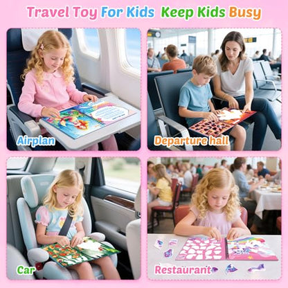 3PCS Paint by Sticker Book for Kids Ages 4-8 - Sticker by Number Activity Books with Stories | Travel Airplane Car Toys, Screen-Free Puzzle Easter Craft Gift for Girls Ages 3-5 4-6 6-8 - color: Style-3-3pcs