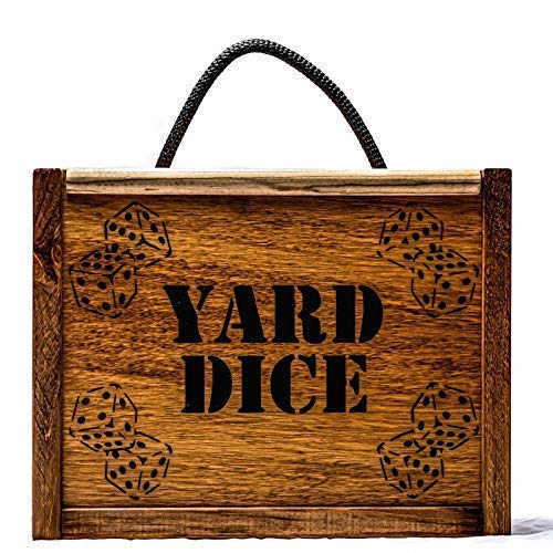 Yard Dice Set includes 8 player dry erase scorecard, 6 Giant Wooden Dice and wood storage box - Lawn Dice yard games are perfect for weddings, picnics, barbeques and more.