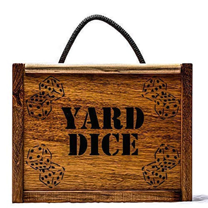 Yard Dice Set includes 8 player dry erase scorecard, 6 Giant Wooden Dice and wood storage box - Lawn Dice yard games are perfect for weddings, picnics, barbeques and more.