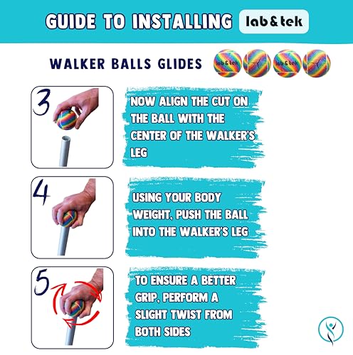lab&tek Ultra-Thick & Extra-Durable Precut Tennis Balls Pack | Pro Glide Kit for Walkers, Chairs, Furniture Feet, Desks, and Table Legs | Enhances Mobility & Protects Floors - style: 4 Balls Kit