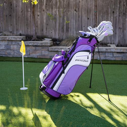 Precise M3 Complete Womens Golf Clubs Set, Includes Driver, Fairway, Hybrid, 7-PW Irons, Wedge, Putter, Stand Bag, 3 H/C's, Golf Clubs Women Right Handed - color: Purple, size: Standard