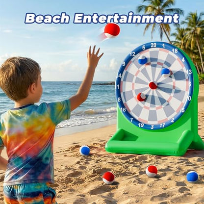 Funscape Kids Fun Pool Toys, Inflatable Dart Board Toss Water Game, Swimming Pool Float, Beach Yard Outdoor Play, Summer Birthday Party Sport Gift 3 4 5 6 7 8 9 12 Yrs Boy Girl Teen Adult Family-Green - color: Green