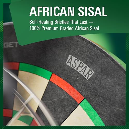 Target Darts Aspar Dart Board | Steel Tip Dartboard with Self Recovering Sisal Bristles & Rotational Score Ring | Thin Wire Regulation Competition Size Dart Board Set | Professional Darts Accessories