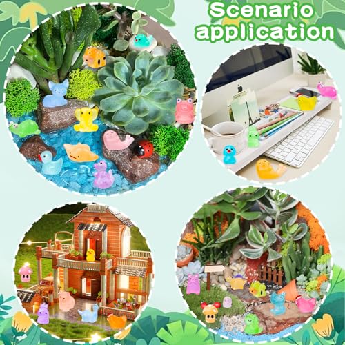 120PCS Glow in the Dark Mini Resin Animals 20 Styles of Luminous Ducks dinosaurswls Frogs and More Tiny Figurines for Fairy Garden Aquarium Terrarium Potted Plants Dollhouse Decor - style: 120Pcs-Animals Style 2
