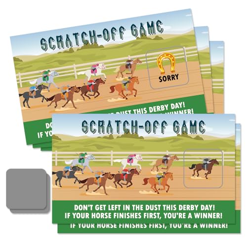 50 Pcs Horse Racing Theme Scratch Off Game Cards, Horse Race Scratch Cards for Baby Shower Birthday Party, Group Games Enterprises Activity, Kentucky Horse Derby Supplies, Derby Day Supply - color: Green