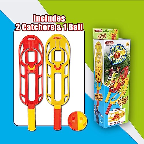 Duncan Toys Pick ’N Pass - Outdoor/Indoor Game Activities for Kids, Pop-Pass-Catch Ball Game w/Long Hurler, 2 Catcher and a Ball, Fun Outdoor Toy and Gift for Kids