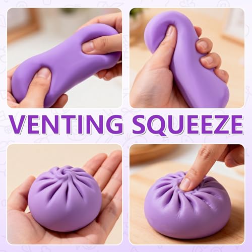 Colorful Dumpling Stress Balls Fidget Toys for Adults & Teens, Mystery Soft Dumpling Squeeze Toy Box, Sensory Stress Relief Squeeze Toys (White) - color: White