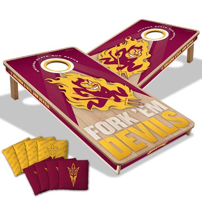 YouTheFan NCAA 2' x 4' Slogan Series Professional Wood Cornhole Game with Logo Bags - color: Arizona State Sun Devils