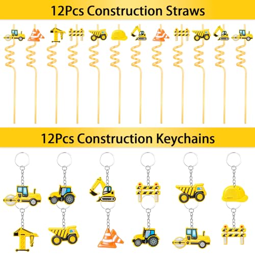 Construction Party Favors - for 12Guests, Construction Birthday Party Decorations Supplies, Construction Theme Toys for Goodie Bag Stuffer, Pinata Filler Gifts - style: Construction Party Favors