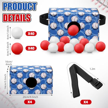 Shyyween 4 Pack Baseball Shaking Swing Balls Party Game, Waist Strap Shake Box Set with 80 Balls, Indoor Outdoor Birthday Carnival Family Games