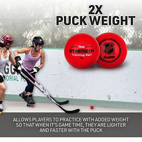 Franklin Sports NHL Hockey Stick Handling Balls - (4) Hockey Training Aids for Stick Handling + Hands Practice - On + Off Ice Equipment - Weighted + Mini Balls for Speed Training