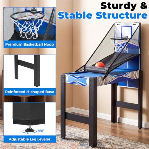 Goplus 6-in-1 Multi Game Table, Combo Game Table w/Basketball, Billiards, Ping Pong, Hockey, Shuffleboard, Bowling, Adults Space Saving Combination Game Table Set for Party, Game Room, Arcade