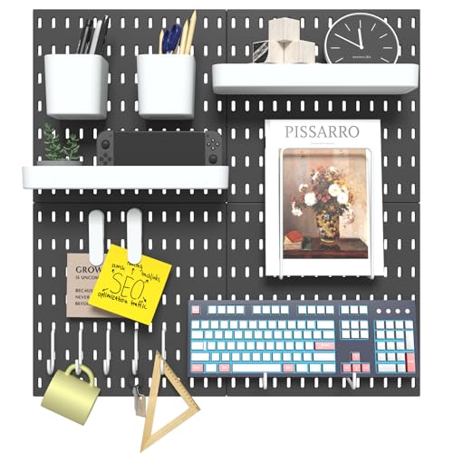 Pegboard Combination Kit, 4 Peg Boards Black Pegboard for Walls, Office Wall Organizer, Gaming Room Wall, Nursery Storage, 22"x22" - color: Black