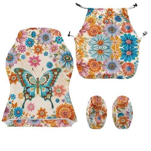Butterfly Flower Print Gaming Chair Covers with Armrest Covers Dust-Proof Soft Stretchy Gamer Chair Cover Universal Fit Office Desk & Racing Computer Chairs - color: Multi - Butterfly Flower