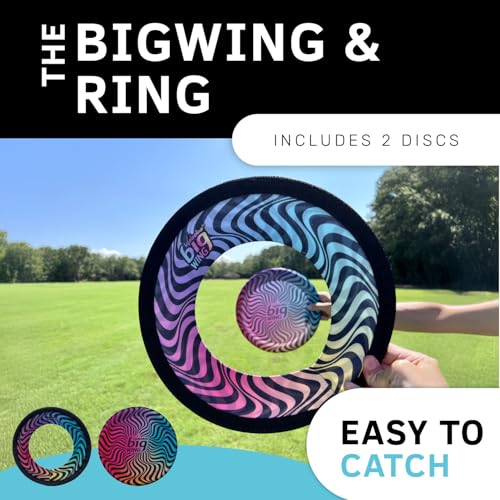 Waboba BigWing & BigRing Frisbee Combo Pack, Fabric Frisbee 2 Pack for Kids & Adults, Soft Catch Lightweight Flying Disc for Yard Games