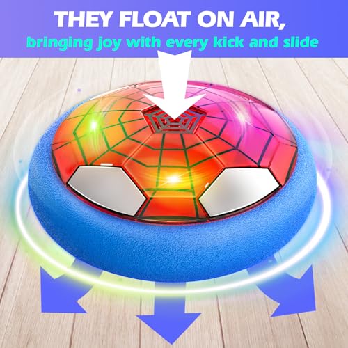 Ocditikl Hover Soccer Ball, Air Floating Soccer with LED Lights & Foam Bumper, Indoor Soccer Toys for Kids Ages 5-12, Ideal Easter Birthday for 4 5 6 7 8 9 10 11 12 Year Old Boys Girls - color: Blue