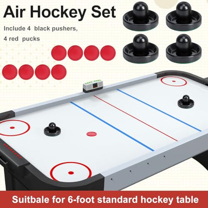 Coopay Air Hockey Paddles and Pucks, Air Hockey Pushers with Nylon Storage Bag, Goal Handles Paddles Replacement Accessories for Game Tables(4 Pushers 96mm with Pads, 8 Pucks 64mm) - color: Black