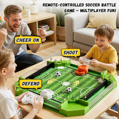 Remote Control Foosball Table Game, Mini Soccer Board Games with 3 Balls & 4 Remote Controllers, Football Tabletop Games Toy for Kids and Adults 3 4 5 6 7 8-12+Years Old - Gift for Boys Girls