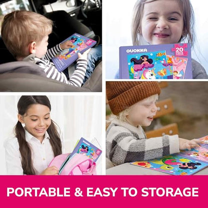 QUOKKA Magnetic Toddler Puzzles Ages 2-4 – 20 Pieces Kids Puzzles Ages 3-5 – Travel Games and Toys for Kids 4-6 Girls – Car Airplane Road Trip Activities with Unicorn, Princesses, Fairies and Mermaids - style: 7. UNICORN 20 PCS