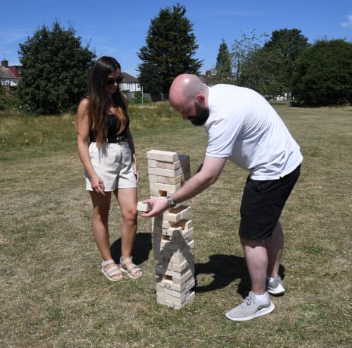 Masters Giant Tumble Tower - Mango Wood - 81cm | Can grow to 1.5m - XL Giant Garden Game for Adults - 54 Wooden Toppling Blocks - Stacking Game - Outdoor Party Game