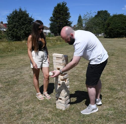 Masters Giant Tumble Tower - Mango Wood - 81cm | Can grow to 1.5m - XL Giant Garden Game for Adults - 54 Wooden Toppling Blocks - Stacking Game - Outdoor Party Game