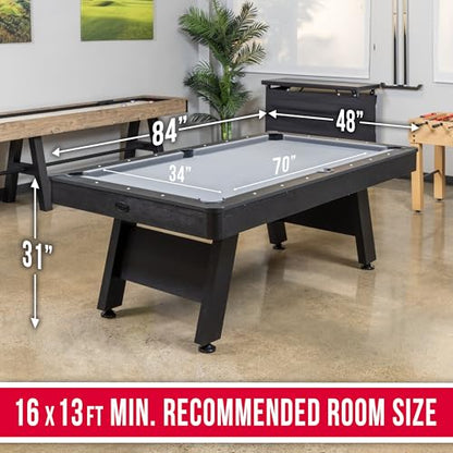GoSports 7 and 8 ft Pool Tables with Wood Finish - Gray, Black, or Green Felt - Billiards Game Room Table for Adults & Family - Accessories Not Included - style: 7 ft Gray