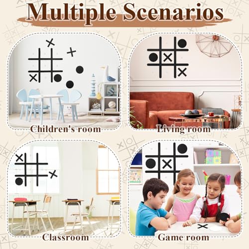 Giant Tic Tac Toe Game - Felt Funtic Wall Mount Game for Dorm, Game Room, Playroom, Modern Wall Decals - Black