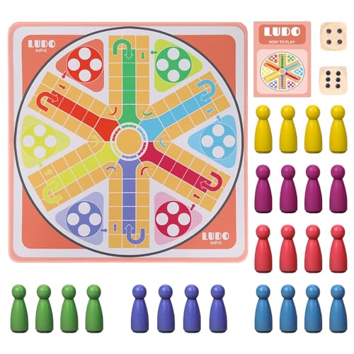 20 Inches Ludo Board Game,2-6 Players Ludo Game for Adults,Ludo & Parcheesi Board Games Suitable for Family Gathering & Party Night (Ludo Instruction Included)
