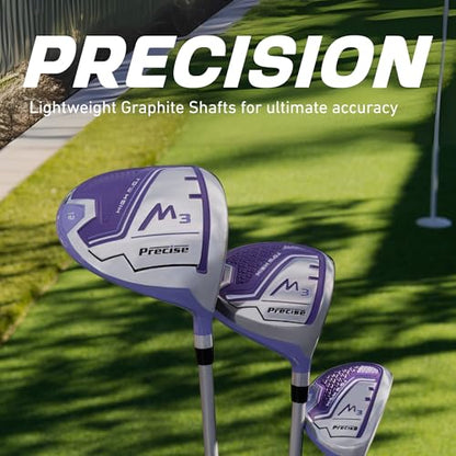 Precise M3 Complete Womens Golf Clubs Set, Includes Driver, Fairway, Hybrid, 7-PW Irons, Wedge, Putter, Stand Bag, 3 H/C's, Golf Clubs Women Right Handed - color: Purple, size: Tall Size +1"