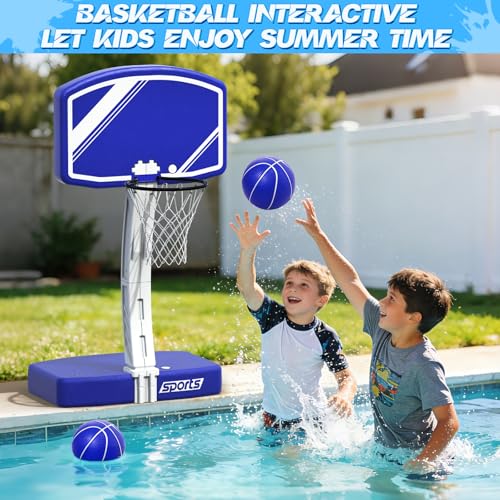 Pool Basketball Hoop&Pool Volleyball Net 2 in 1,Pool Toys Basketball Game with Weighted Base&Stand,2 Water Volleyball&2 Basketball and Pump,Summer Outdoor Family Party Pool Games for Kids Adults - size: basketball hoop