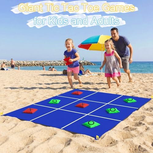 2-in-1 Giant Tic Tac Toe Game Bean Bag Toss Games, 4.5FT Double-Sided Large Tic Tac Toe Game with 10 Pcs Bean Bags, Outdoor Games for Adults and Family Lawn Yard Carnival Field Day Party - color: Colorful