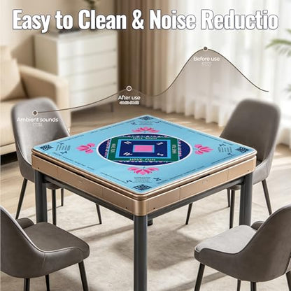American Mahjong Mat Set,33 x 33 Inch Non-Slip Waterproof Silent Game Mat | Comes with 4 Rule Cards,4 Dice & 1 Carry Bag,Portable for Poker,Dominoes,Perfect for Camping,Summer Party and Holiday Gifts - color: Green