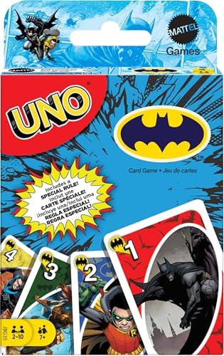 Mattel Games UNO Batman Card Game for Kids, Adults & Family with Collectible Deck & Special Rule Inspired by Batman Comics - style: UNO Batman