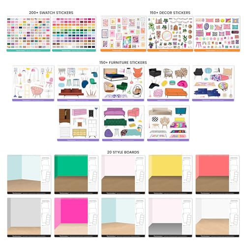 Fashion Angels Interior Design Sticker Stylist Set, Includes 20 Style Boards, 14 Sticker Sheets & 550+ Aesthetic Room Decor Stickers, Ideal for Kids & Girls - style: Custom