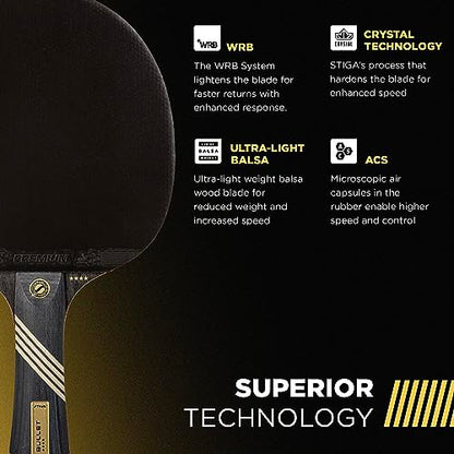 STIGA Bullet Ping Pong Paddle – 5-ply Extra Light Blade – 2mm Premium Sponge – Flared Handle for Masterful Grip – Performance Table Tennis Racket for Competitive Play - style: Bullet
