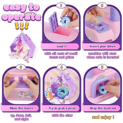 Claw Machine for Kids,Mini Claw Machine with Toys Inside,Electronic Claw Game Machine for Party Birthdays,Candy Vending Grabber Machine for Girls Ages 4 5 6 7 8 9