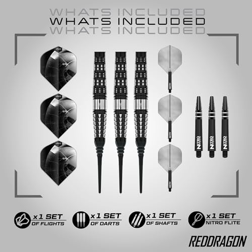 RED DRAGON Darts - Rebel | Recon | Ascend | Paradym | Wolf - Professional Soft Tip Darts - Includes Dart Flights and Shafts - size: 18G - Soft Tip
