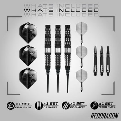 RED DRAGON Darts - Rebel | Recon | Ascend | Paradym | Wolf - Professional Soft Tip Darts - Includes Dart Flights and Shafts - size: 18G - Soft Tip