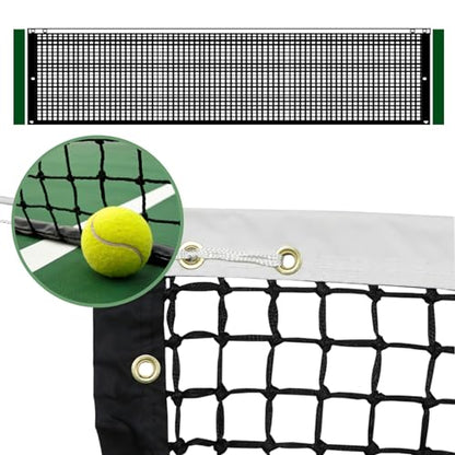 Professional Tennis Net 42FT Heavy Duty Nylon Net High Strength Non-Deforming Standard Replacement Tennis Net with 2 Fiberglass Dowels, Compatible with All Standard Outdoor Indoor Tennis Posts - style: Single-Layer Tennis Net