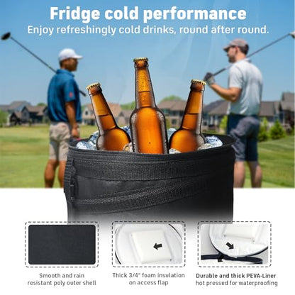 InTheZone Golf Cart Cooler – Soft-Sided, Collapsible, Insulated Cooler Bag | Attaches to Cart Basket or Fender | Durable, Leakproof, Portable – Great Gift for Golfers.
