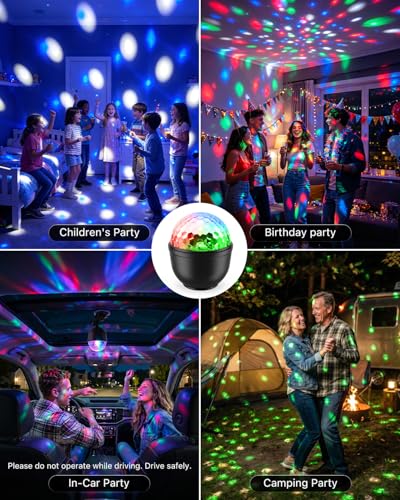 2 Pack Mini Cupcake Disco Ball Lights Rotating Sound Activated Night Lamp | Remote Control Timer Setting, Suction Cup Base for Easy Set, Dome Cover Soft Ambient Lighting, Holiday Gift, Bedroom Decor