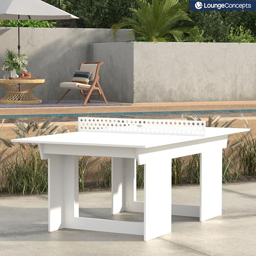 Lounge Concepts Outdoor Ping Pong Table | All Weather Table Tennis | Outdoor Gaming | Outdoor Game Sets | HDPE Ping Pong Table - color: White