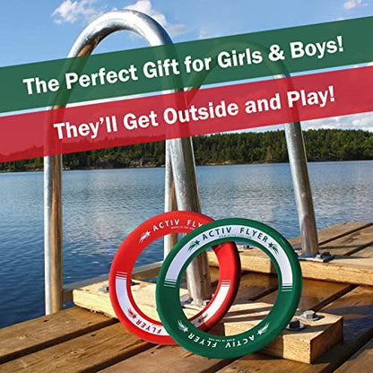 Activ Life Kid’s Flying Rings (2 Pack) They Fly Straight & Don’t Hurt, 80% Lighter Than Standard Rings - Replace Screen Time with Healthy Family Fun - Get Outside & Play - color: Christmas