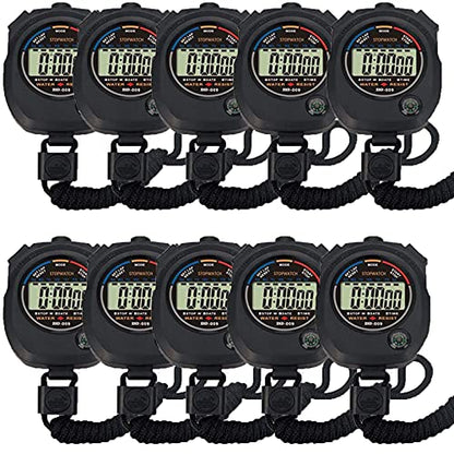 Multi-Function Electronic Digital Sport Stopwatch Timer, Large Display with Date Time and Alarm Function,Suitable for Sports Coaches Fitness Coaches and Referees (10pack) - style: 10pack