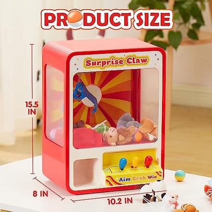 JOYIN Claw Machine Arcade Toy with LED Light & Adjustable Sound, Rechargable Dispenser Toys Mini Vending Machine for Kids, 24 Pack Mini Animal Plush Toy Assortment (24 Units 3" Each), Animals Keychain