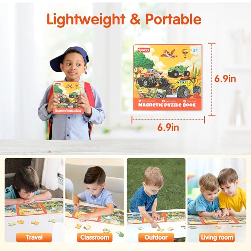 SYNARRY Magnetic Puzzles for Toddlers 3-5, 20 Pieces Travel Puzzles for Kids Ages 4-6, Easter Basket Stuffers Gifts for Kids, Car Airplane Road Trip Activities Toys for 3 4 5 6 Year Old Children - style: Truck