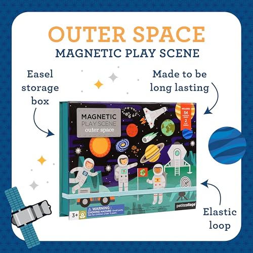 Petit Collage Outer Space Play Scene Mix and Match Magnetic Pieces, Ages 3+, 2 Scenes and 54 Pieces - color: Mag Play Scene Outer Space