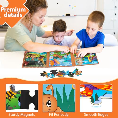 Magnetic Puzzles for Toddlers 3-5, Farm Animals Puzzles for Kids Ages 4-6 Toddler Puzzles, Educational Learning Magnets Travel Puzzels Road Trip Activities Toys for 3 4 5 6 Boys and Girls Gift - style: Farm