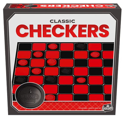 Classic Games - Checkers - 2 Player Strategy Game Includes Solid Interlocking Plastic Checkers by Goliath